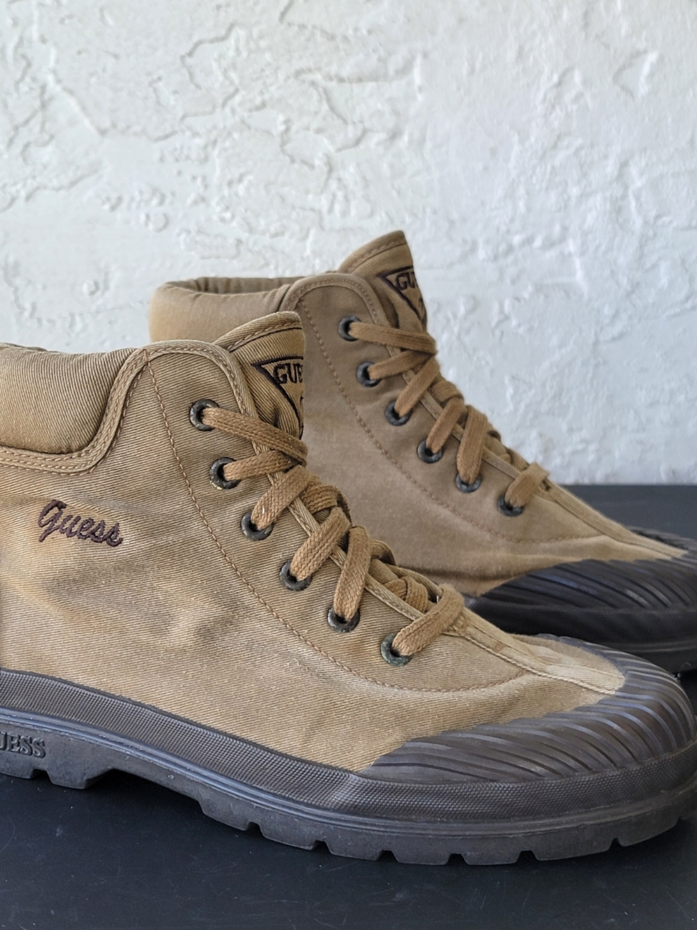 Guess Boots Womens 7.5 Rare 90s Vintage Bootie Green Lace Up Comfort Ankle Top